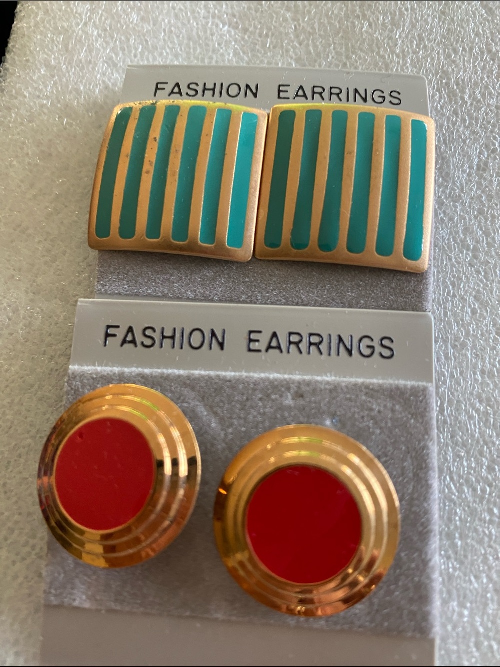 Gold and Teal / Gold and Red Statement Stud Set